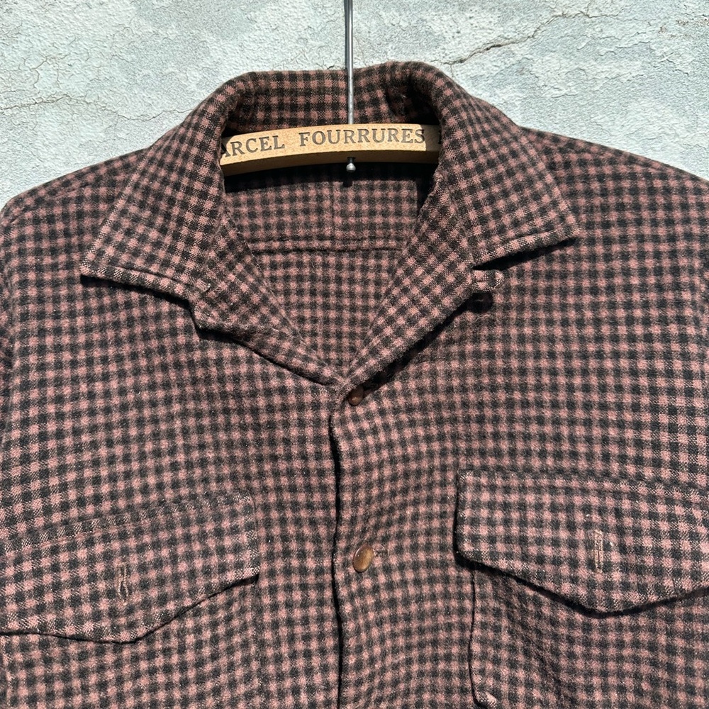 Vintage 1930s 1940s wool loop collar plaid shirt - Picture 3 of 10